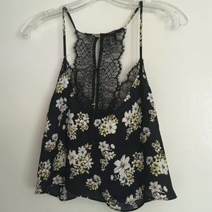 Black Floral Crop Top